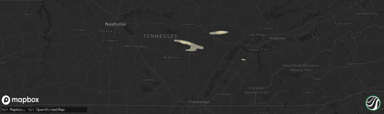 Hail map in Spencer, TN on October 13, 2024