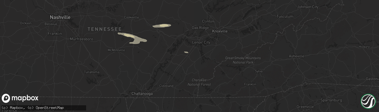 Hail map in Sweetwater, TN on October 13, 2024