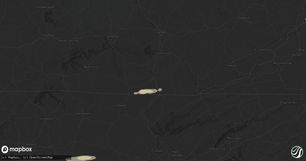 Hail map in Williamsburg, KY on October 13, 2024