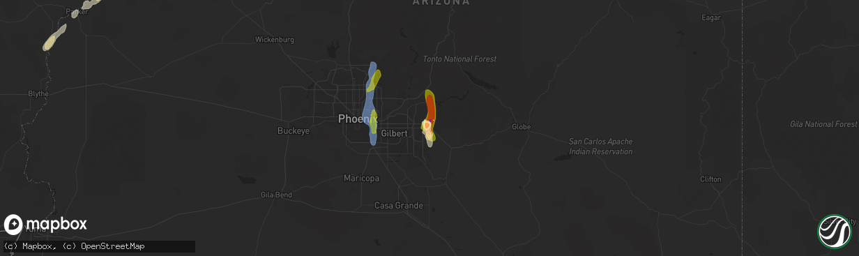 Hail map in Apache Junction, AZ on October 13, 2025