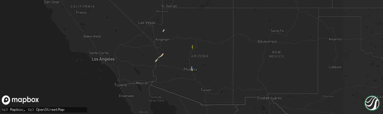 Hail map in Arizona on October 13, 2025