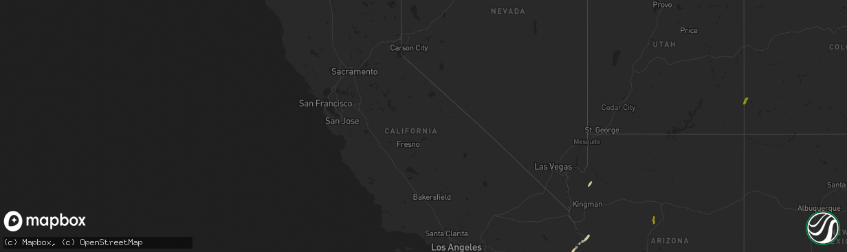Hail map in California on October 13, 2025
