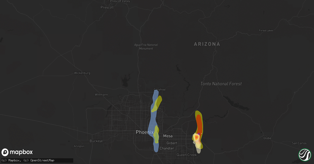 Hail map in Cave Creek, AZ on October 13, 2025