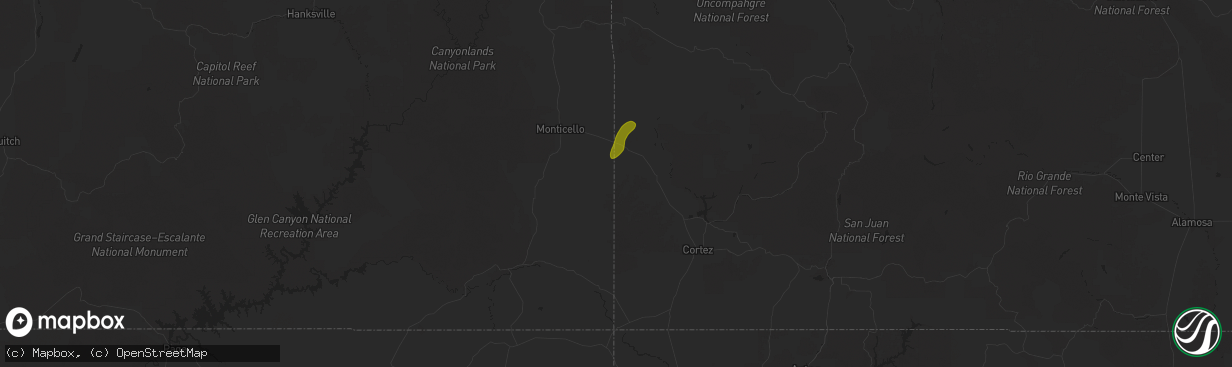 Hail map in Dove Creek, CO on October 13, 2025