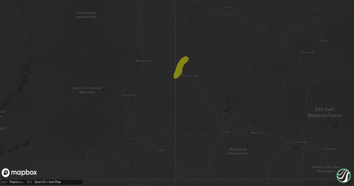 Hail map in Dove Creek, CO on October 13, 2025