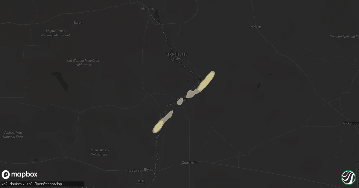 Hail map in Earp, CA on October 13, 2025