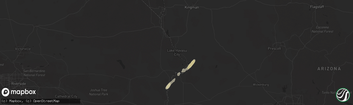 Hail map in Lake Havasu City, AZ on October 13, 2025