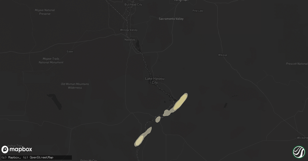 Hail map in Lake Havasu City, AZ on October 13, 2025
