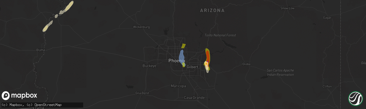 Hail map in Paradise Valley, AZ on October 13, 2025