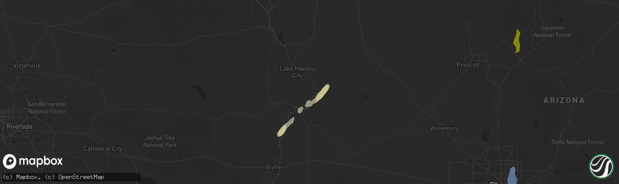 Hail map in Parker Dam, CA on October 13, 2025