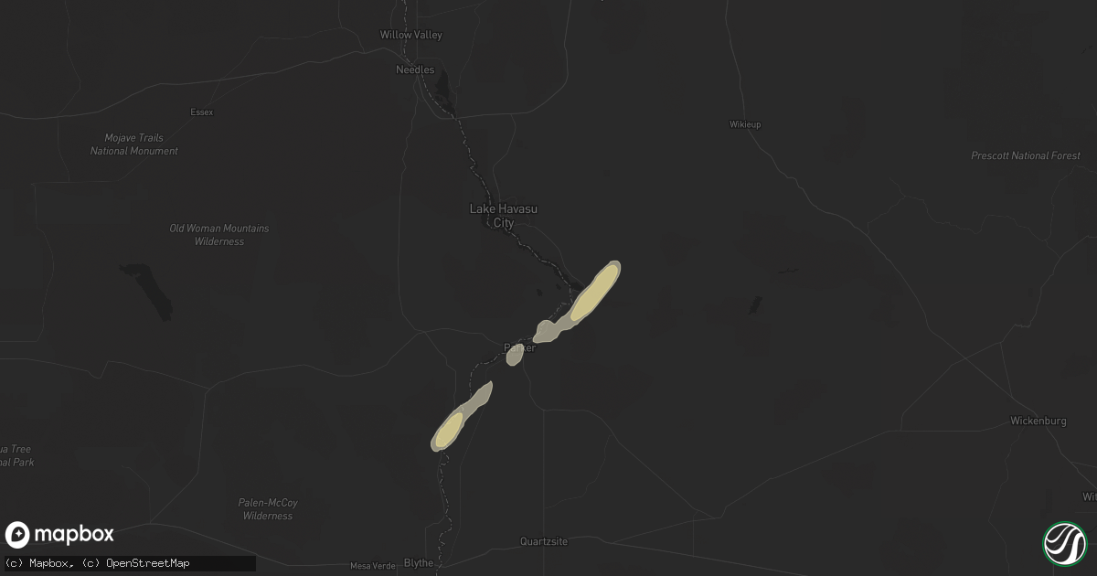 Hail map in Parker Dam, CA on October 13, 2025