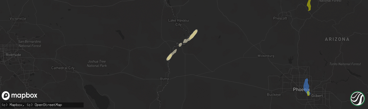 Hail map in Parker, AZ on October 13, 2025