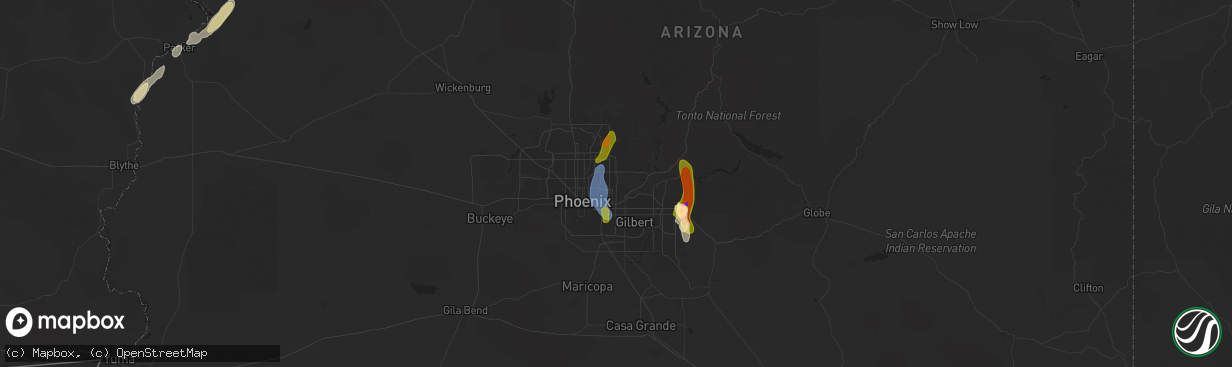 Hail map in Scottsdale, AZ on October 13, 2025