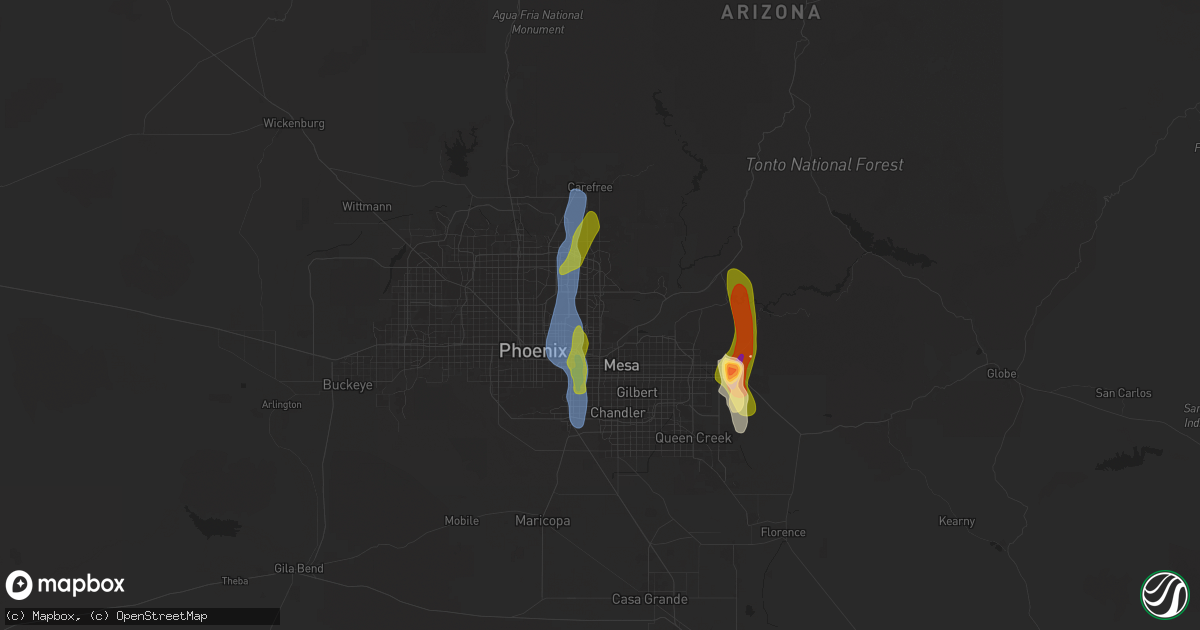 Hail map in Scottsdale, AZ on October 13, 2025