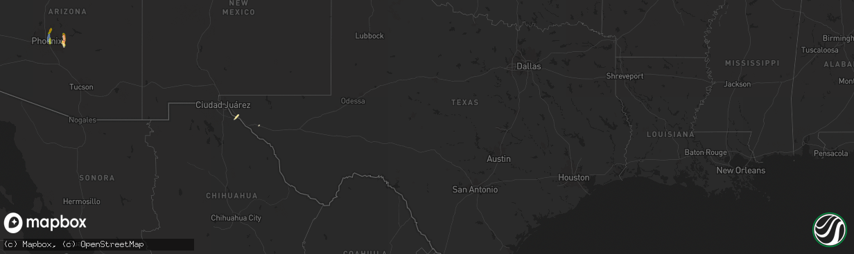 Hail map in Texas on October 13, 2025