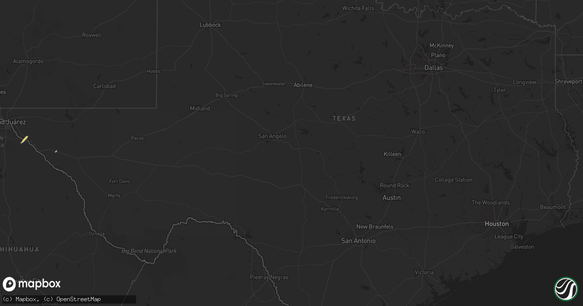 Hail map in Texas on October 13, 2025