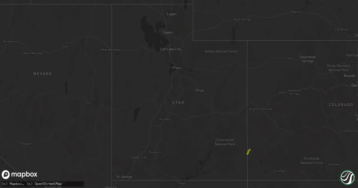 Hail map in Utah on October 13, 2025