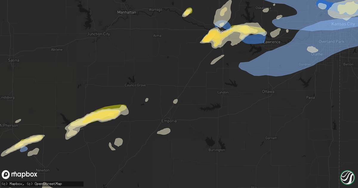 Hail map in Admire, KS on October 13, 2026