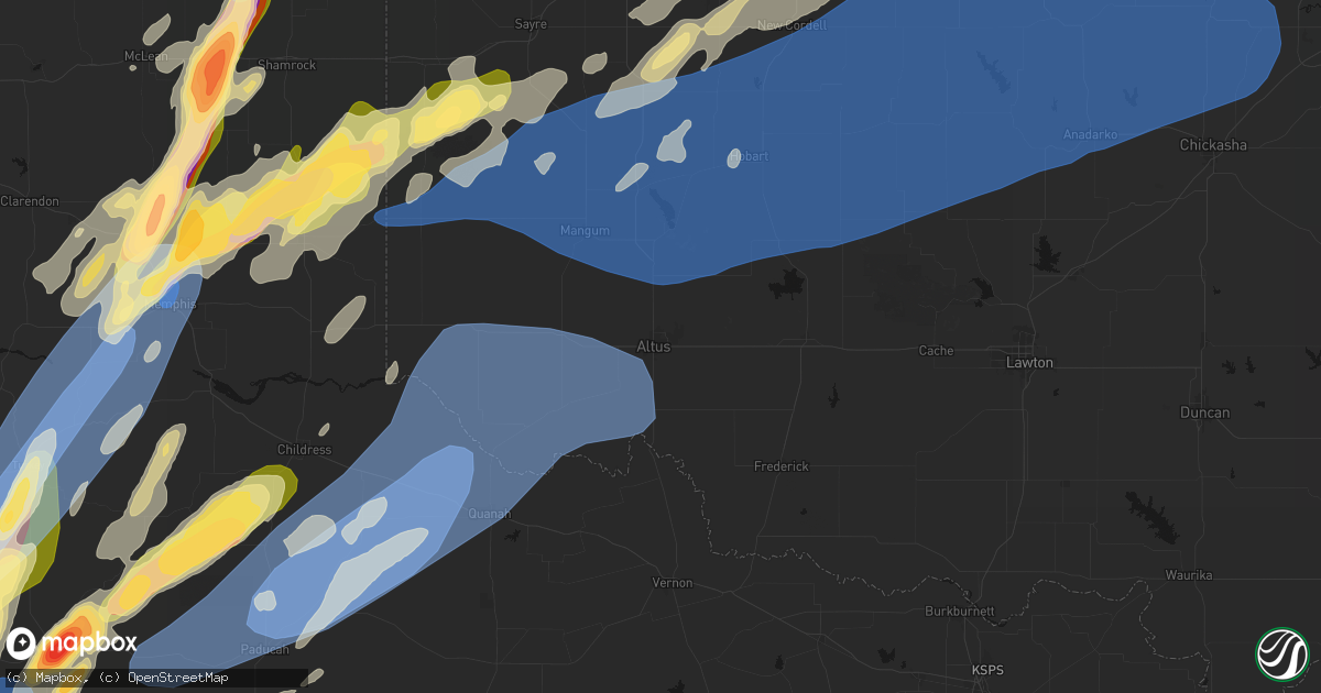 Hail map in Altus, OK on October 13, 2026