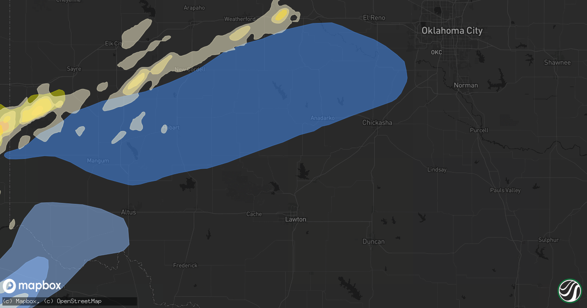 Hail map in Apache, OK on October 13, 2026