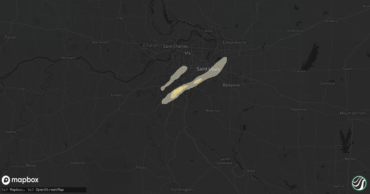Hail map in Arnold, MO on October 13, 2026