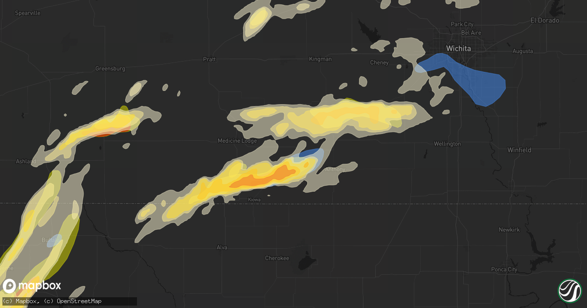 Hail map in Attica, KS on October 13, 2026
