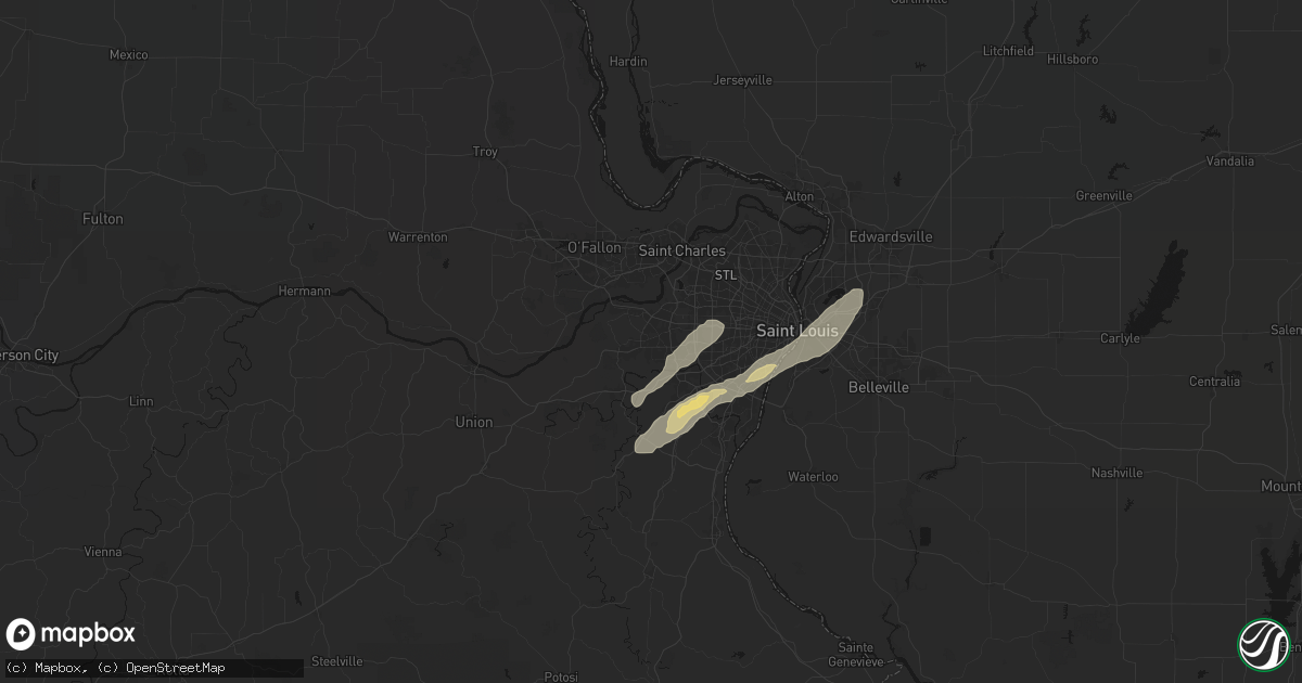Hail map in Ballwin, MO on October 13, 2026