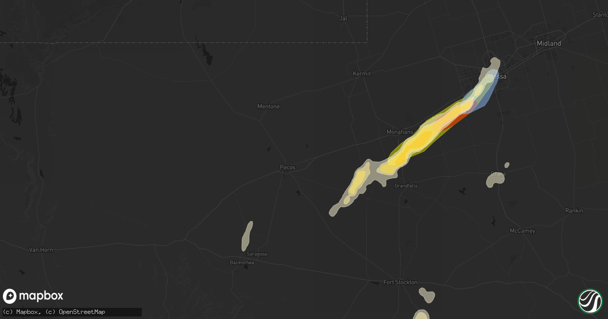 Hail map in Barstow, TX on October 13, 2026