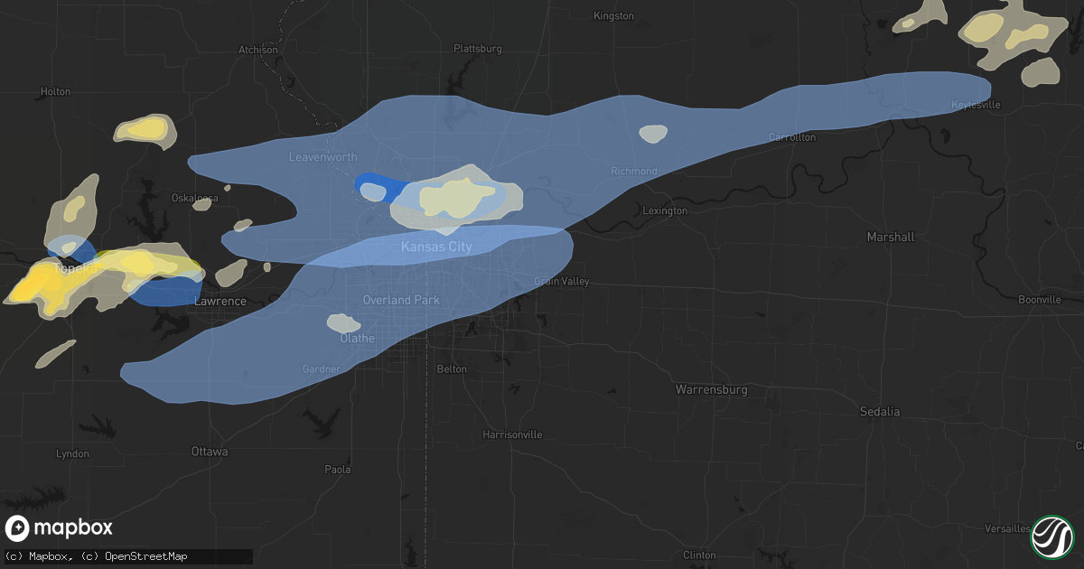 Hail map in Blue Springs, MO on October 13, 2026