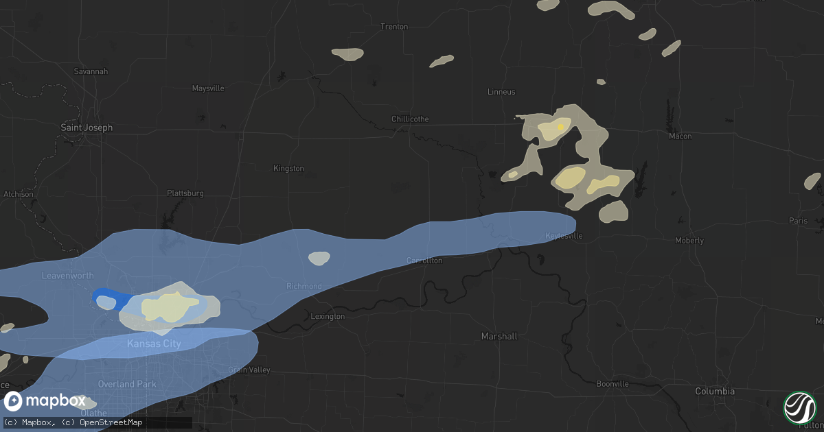 Hail map in Bogard, MO on October 13, 2026