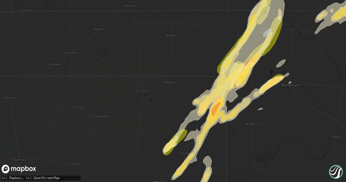Hail map in Booker, TX on October 13, 2026