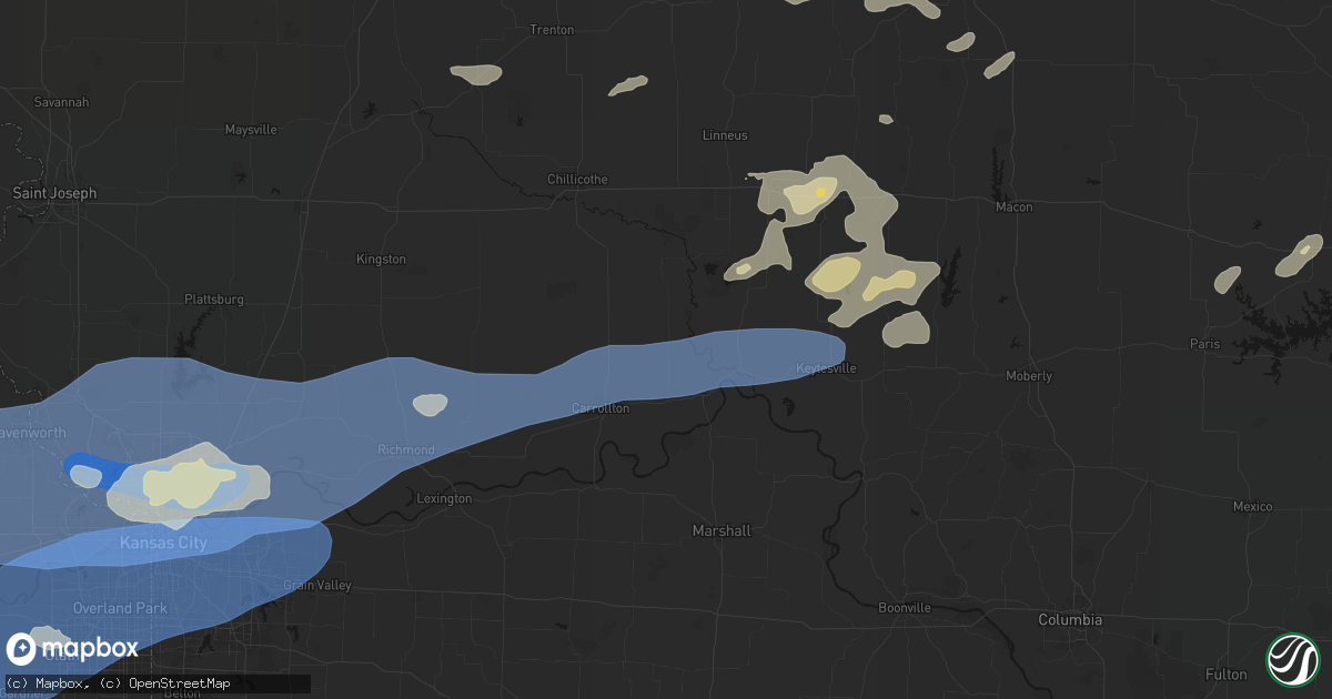 Hail map in Bosworth, MO on October 13, 2026