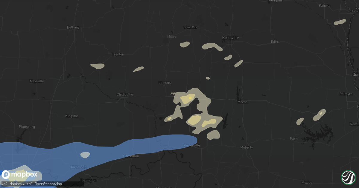 Hail map in Brookfield, MO on October 13, 2026