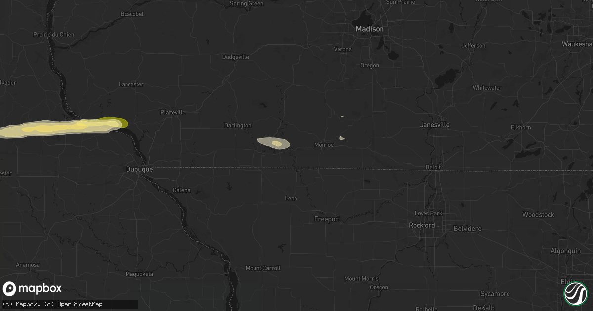 Hail map in Browntown, WI on October 13, 2026