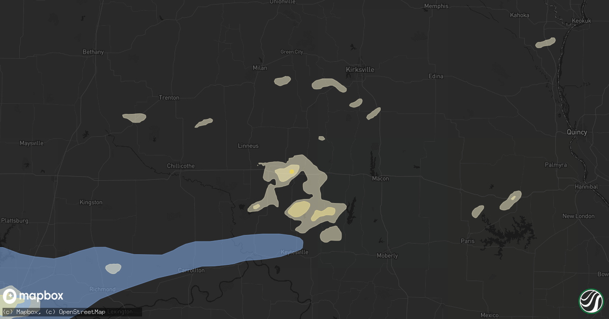 Hail map in Bucklin, MO on October 13, 2026