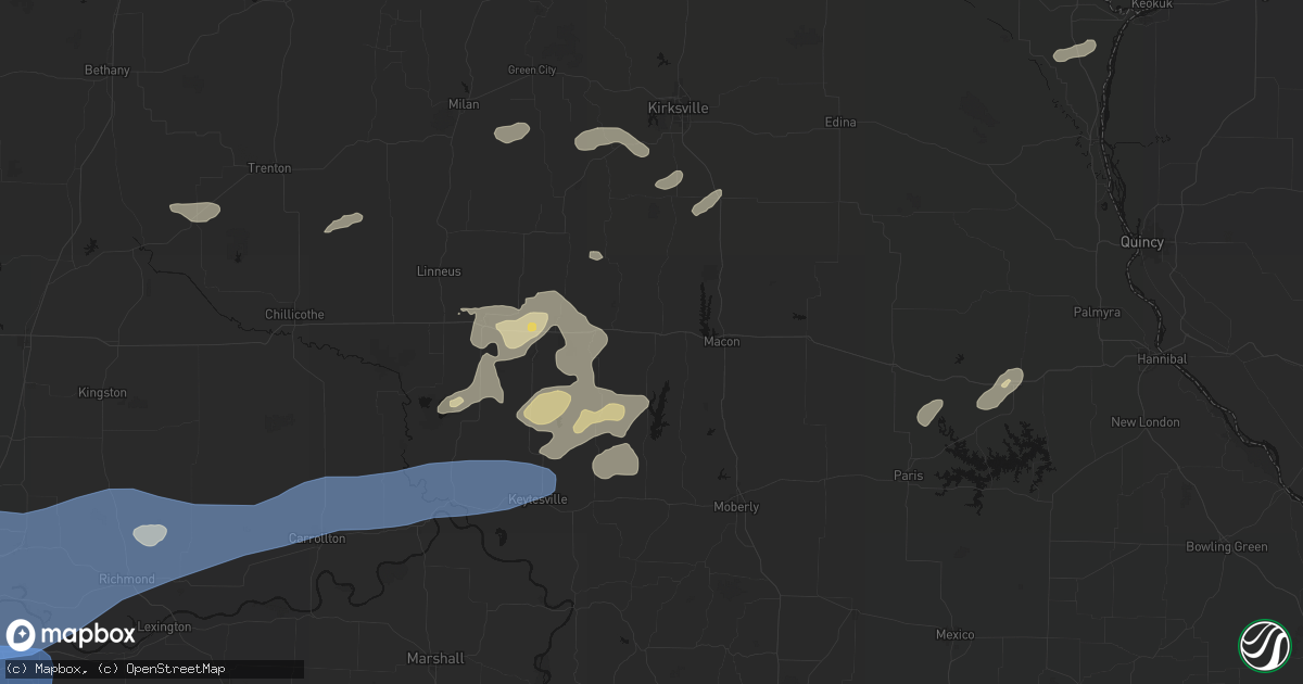 Hail map in Callao, MO on October 13, 2026