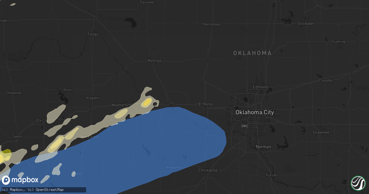 Hail map in Calumet, OK on October 13, 2026