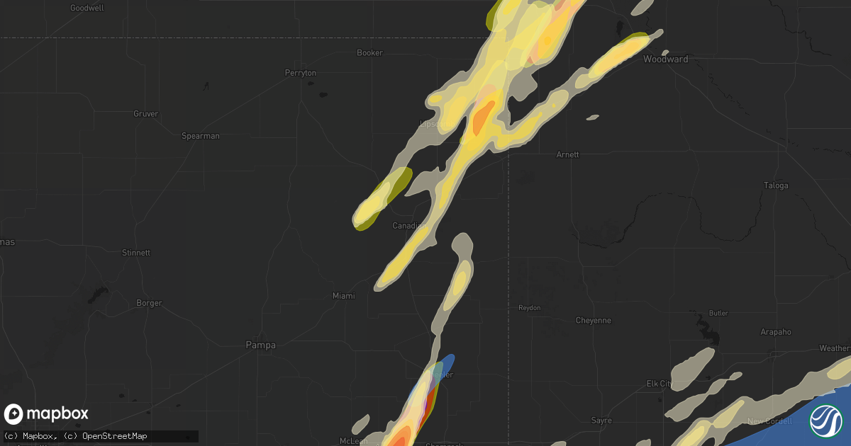 Hail map in Canadian, TX on October 13, 2026