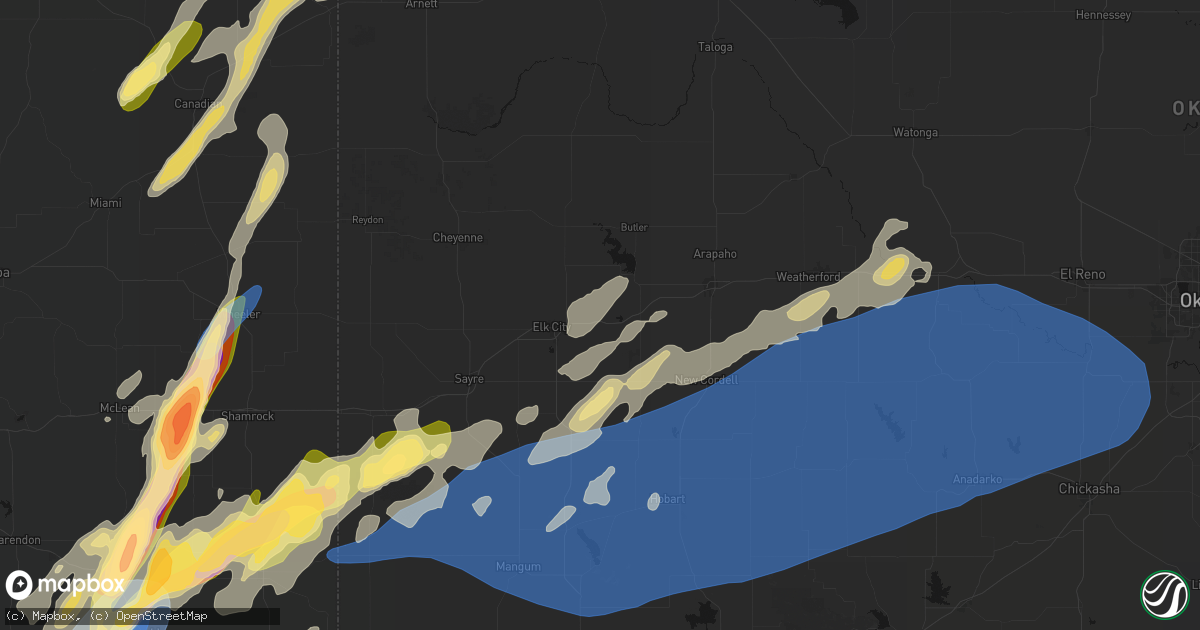 Hail map in Canute, OK on October 13, 2026