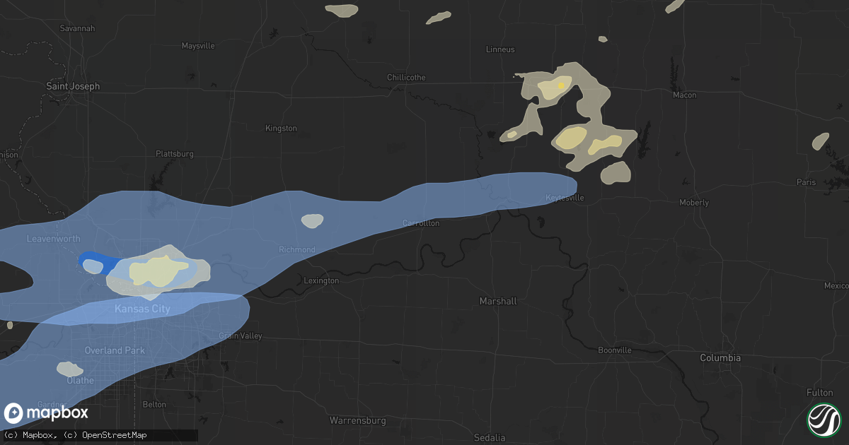 Hail map in Carrollton, MO on October 13, 2026