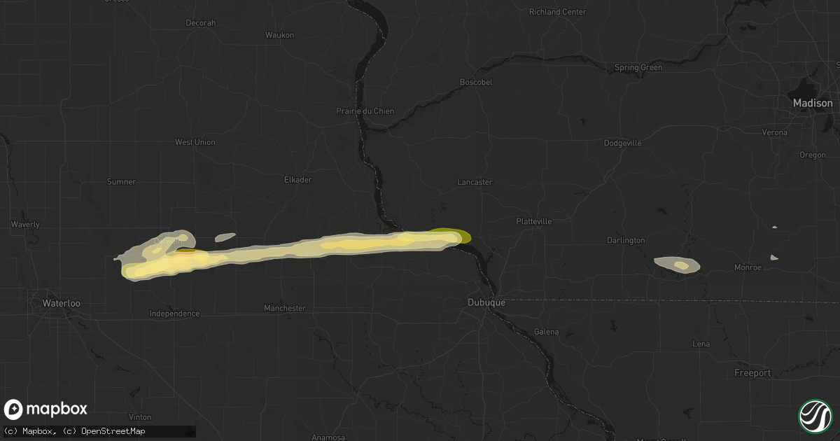 Hail map in Cassville, WI on October 13, 2026