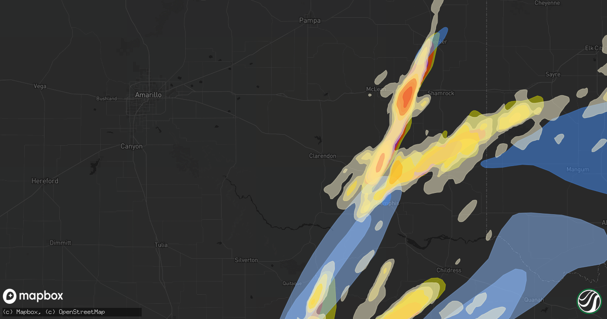 Hail map in Clarendon, TX on October 13, 2026