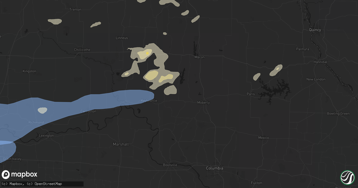 Hail map in Clifton Hill, MO on October 13, 2026