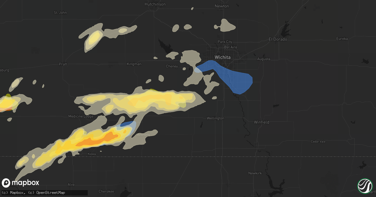 Hail map in Conway Springs, KS on October 13, 2026