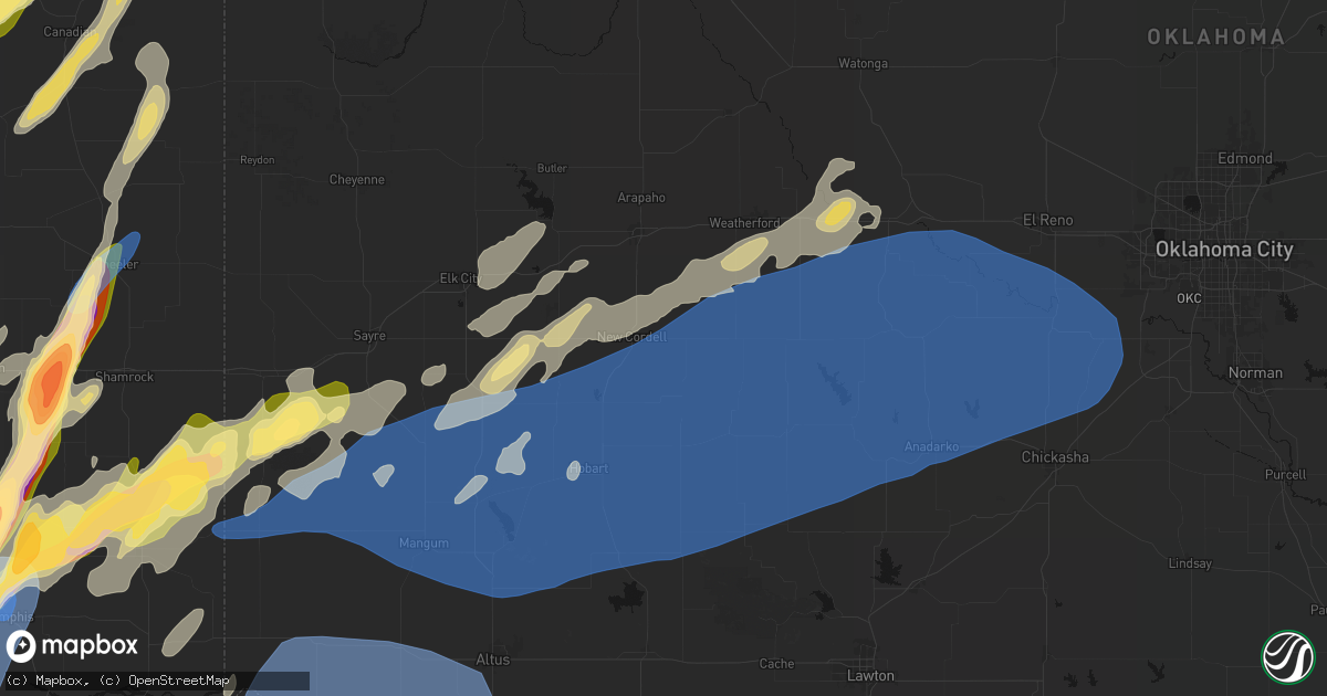 Hail map in Cordell, OK on October 13, 2026