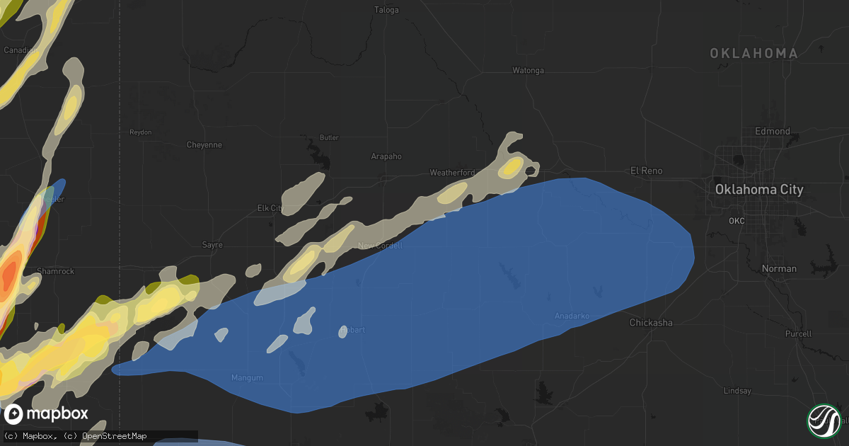 Hail map in Corn, OK on October 13, 2026