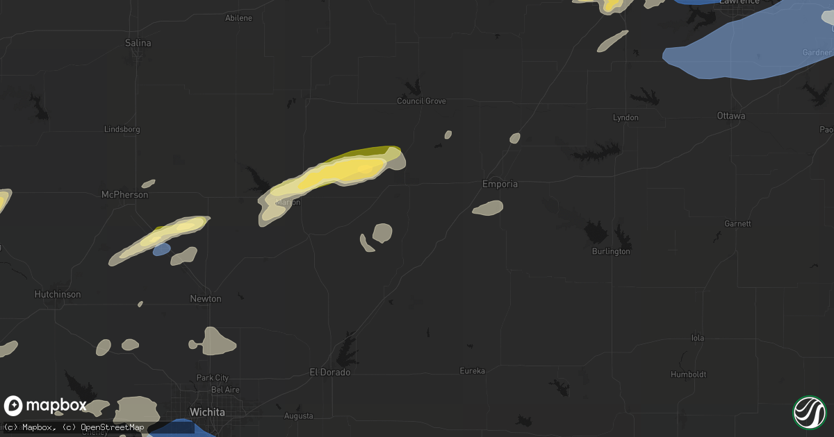 Hail map in Cottonwood Falls, KS on October 13, 2026