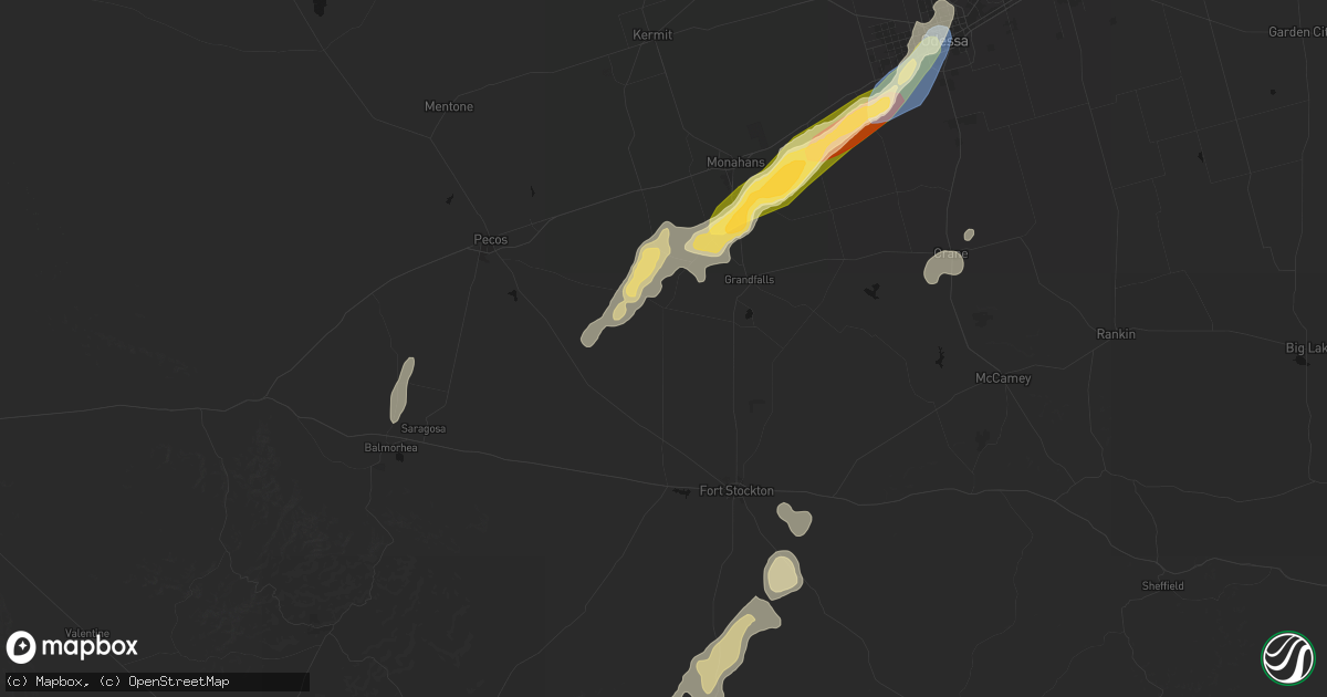 Hail map in Coyanosa, TX on October 13, 2026
