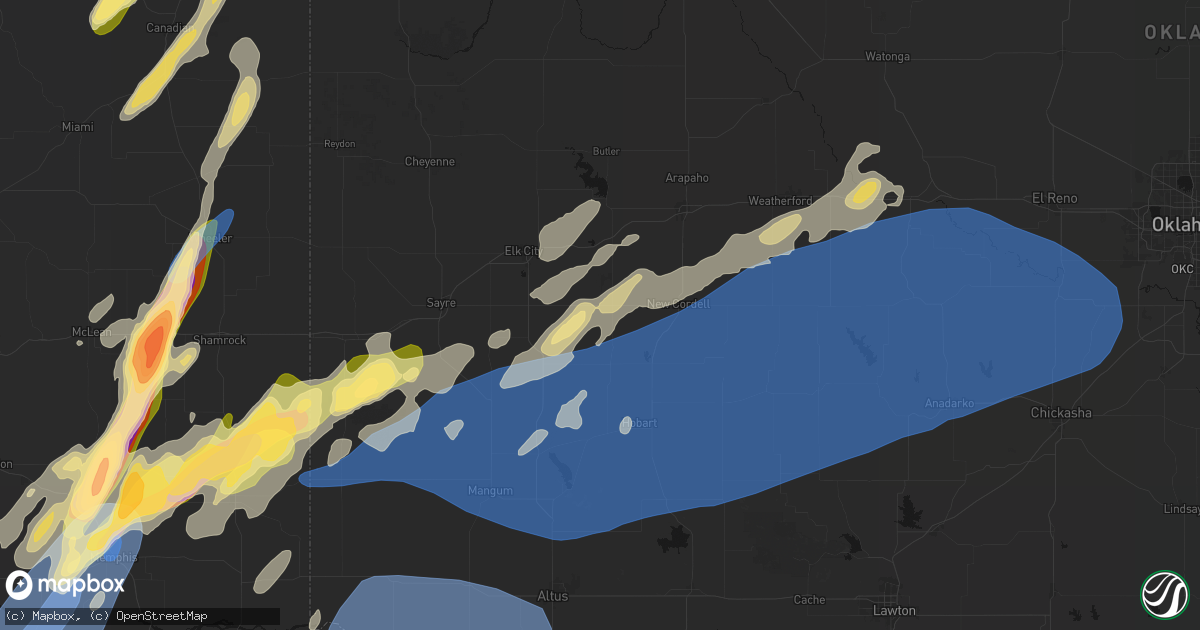 Hail map in Dill City, OK on October 13, 2026