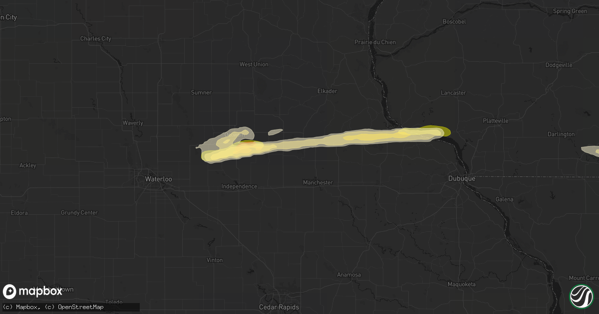 Hail map in Dundee, IA on October 13, 2026